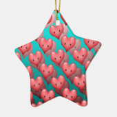 かわいい赤いハート セラミックオーナメント (左)