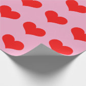 かわいい赤いハート ピンクのカスタム バレンタインデー ウェディング ラッピングペーパー (角)