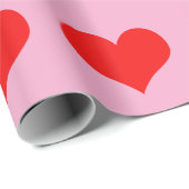 かわいい赤いハート ピンクのカスタム バレンタインデー ウェディング ラッピングペーパー (ロールコーナー)