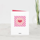 かわいい赤いハート&ホットピンクストライプ色のバレンタインデー シーズンカード (裏面)