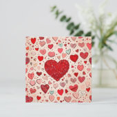 かわいい赤いハート 招待状 (スタンド正面)