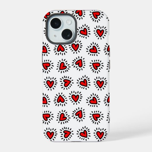 かわいい赤いハートiPhoneケース iPhone 15ケース (裏面)