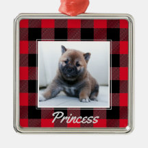 かわいい赤いバッファローのパーソナライズされた格子犬ペット