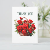 かわいい赤いバラにメッセージを追加 サンキューカード (スタンド正面)