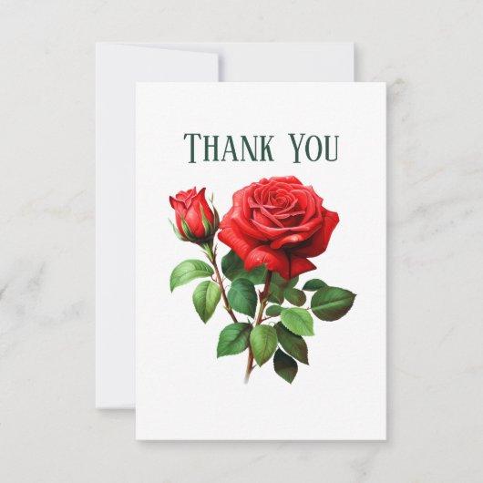 かわいい赤いバラにメッセージを追加 サンキューカード (正面)