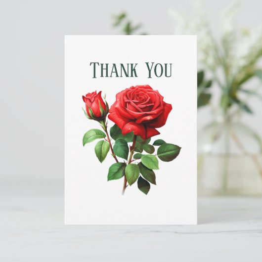 かわいい赤いバラにメッセージを追加 サンキューカード (スタンド正面)