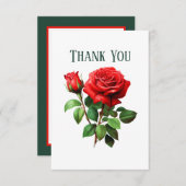 かわいい赤いバラにメッセージを追加 サンキューカード (正面/裏面)