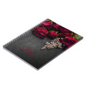 かわいい赤いバラの名前入り ノートブック (左側)