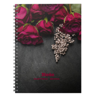かわいい赤いバラの名前入り ノートブック