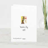 かわいい赤いバラの水彩画のハート ヴァレンタインのキツネ シーズンカード (裏面)