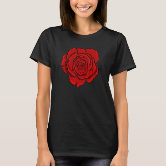 かわいい赤いバラの花 Tシャツ (正面)
