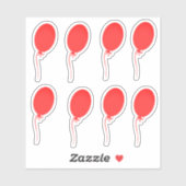 かわいい赤いバルーン シール (シート)