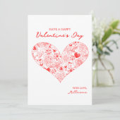 かわいい赤いバレンタインデーの花のハート家族の名前 シーズンカード (スタンド正面)