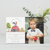 かわいい赤いバーンドロスターウォーターカラーフォト誕生日 サンキューカード (スタンド正面)