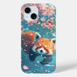 かわいい赤いパンダの水冷 iPhone 15ケース
