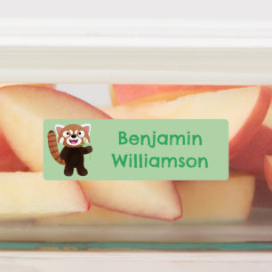 かわいい赤いパンダの漫画パーソナライズされた ラベル