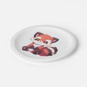 かわいい赤いパンダ ペーパープレート (アングル)