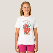 かわいい赤いピグミー・タツノオトシゴのキャラクターイラスト Tシャツ (正面フル)