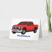 かわいい赤いピックアップトラックの漫画イラストレーション カード (正面)