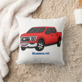 かわいい赤いピックアップトラックの漫画イラストレーション クッション (ブランケット)
