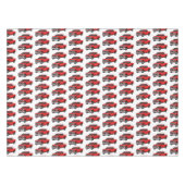 かわいい赤いピックアップトラックの漫画イラストレーション テーブルクロス (正面(横))