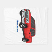 かわいい赤いピックアップトラックの漫画イラストレーション フリースブランケット (正面(横))