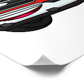 かわいい赤いピックアップトラックの漫画イラストレーション ポスター (角)