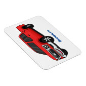 かわいい赤いピックアップトラックの漫画イラストレーション マグネット (右側)