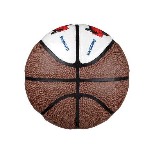 かわいい赤いピックアップトラックの漫画イラストレーション ミニバスケットボール (右)