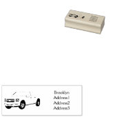 かわいい赤いピックアップトラックの漫画イラストレーション ラバースタンプ (押印)