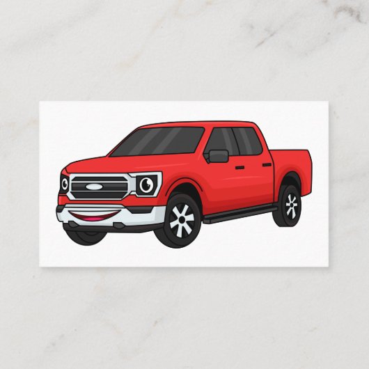 かわいい赤いピックアップトラックの漫画イラストレーション 名刺 (裏面)