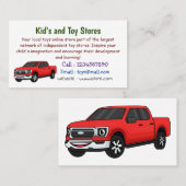 かわいい赤いピックアップトラックの漫画イラストレーション 名刺 (正面/裏面)