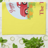 かわいい赤いピックアップトラック キッチンタオル (折り畳み)