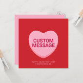 かわいい赤いピンクのカスタムメッセージ会話ハート カード (正面/裏面インサイチュ)