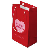 かわいい赤いピンクのカスタムメッセージ会話ハート スモールペーパーバッグ (裏面アングル)