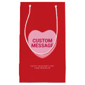 かわいい赤いピンクのカスタムメッセージ会話ハート スモールペーパーバッグ (正面)