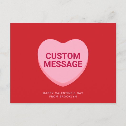 かわいい赤いピンクのカスタムメッセージ会話ハート ポストカード (正面)