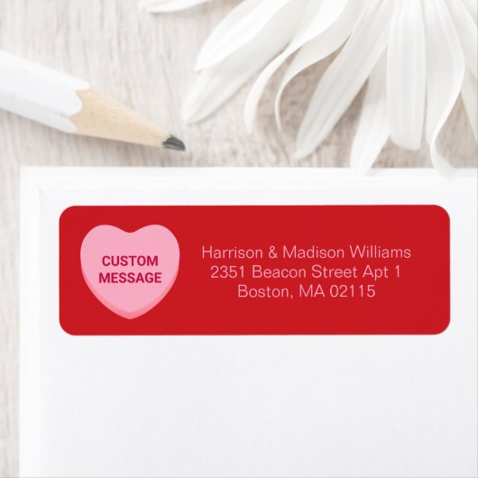 かわいい赤いピンクのカスタムメッセージ会話ハート ラベル (インサイチュ)