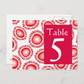 かわいい赤いファンキーな花 テーブルナンバー ポストカード (正面/裏面)