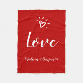 かわいい赤いフリースブランケットとハート名前の追加 フリースブランケット (正面)