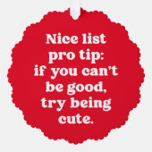 かわいい赤いペットおもしろいの休日の素敵なリスト オーナメントカード (正面)