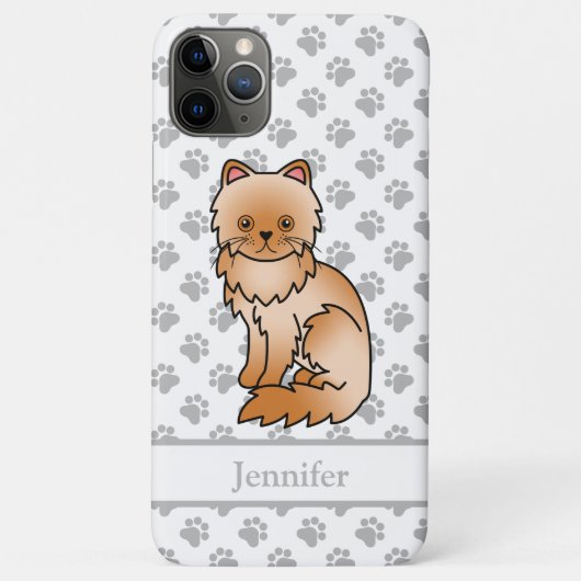 かわいい赤いペルシャ猫のイラストと名前 Case-Mate iPhoneケース (裏面)