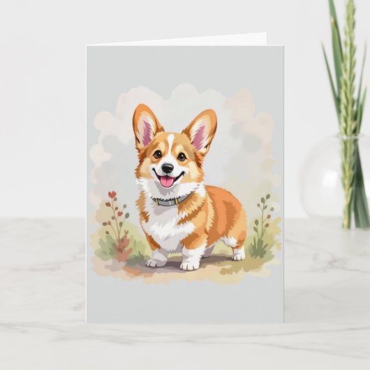 かわいい赤いペンブロークウェルシュコーギー犬 カード (正面)