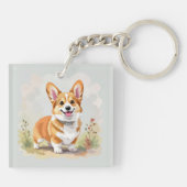 かわいい赤いペンブロークウェルシュコーギー犬 キーホルダー (裏面)