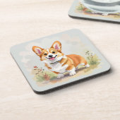 かわいい赤いペンブロークウェルシュコーギー犬 コースター (左側)