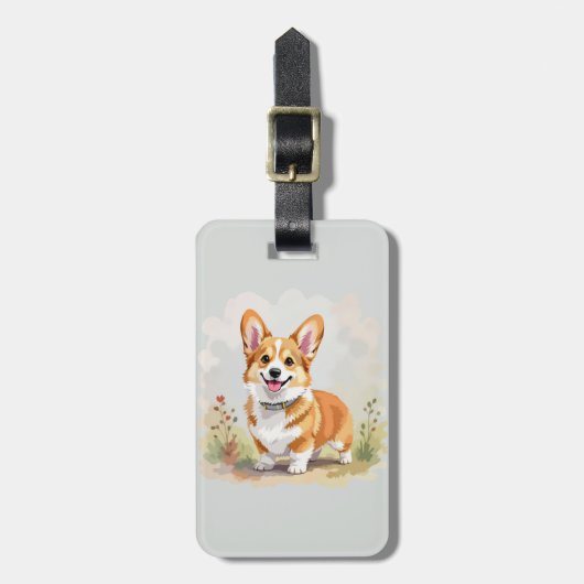 かわいい赤いペンブロークウェルシュコーギー犬 ラゲッジタグ (正面縦)