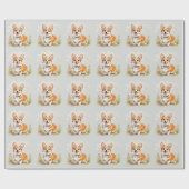 かわいい赤いペンブロークウェルシュコーギー犬 ラッピングペーパー (フラット)