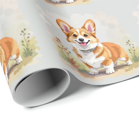かわいい赤いペンブロークウェルシュコーギー犬 ラッピングペーパー (ロールコーナー)