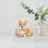 かわいい赤いペンブロークウェルシュコーギー犬 招待状 (スタンド正面)