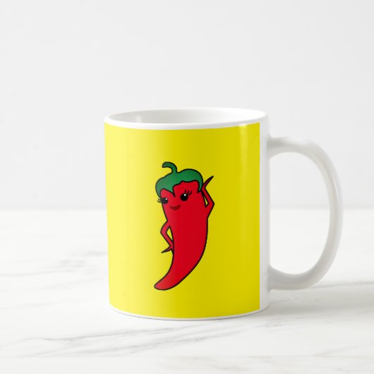 かわいい赤いホットペッパー・ディーバ コーヒーマグカップ (右)